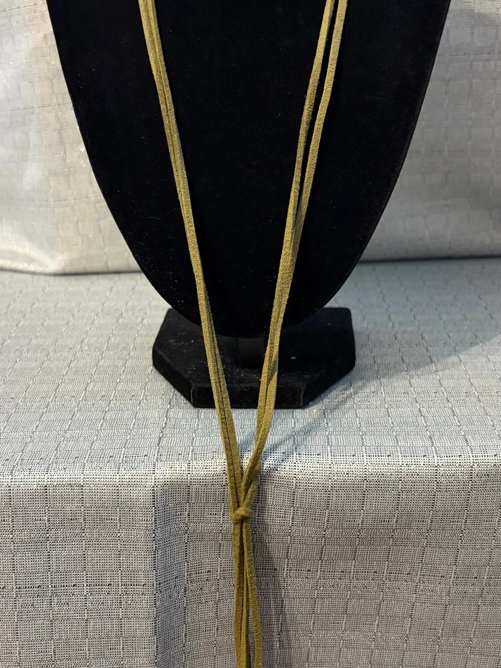 Brass Lotus Earrings & Olive Suede Necklace Set